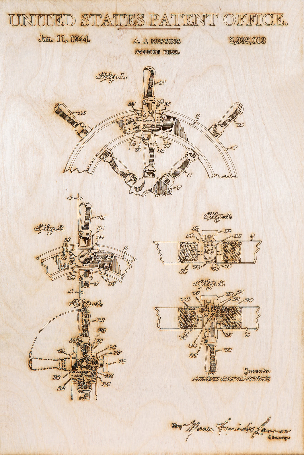 Ship's Wheel Patent Print